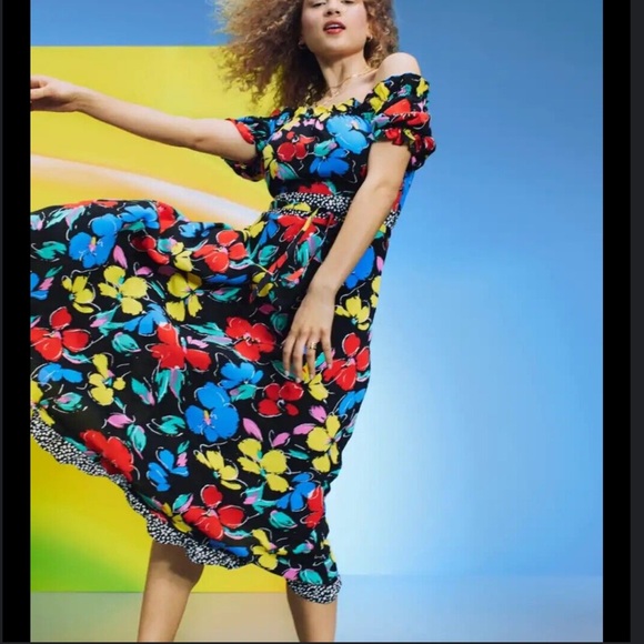 TIXO X Target Black Floral Off Shoulder Maxi Dress Size 28W-30W - Picture 11 of 11